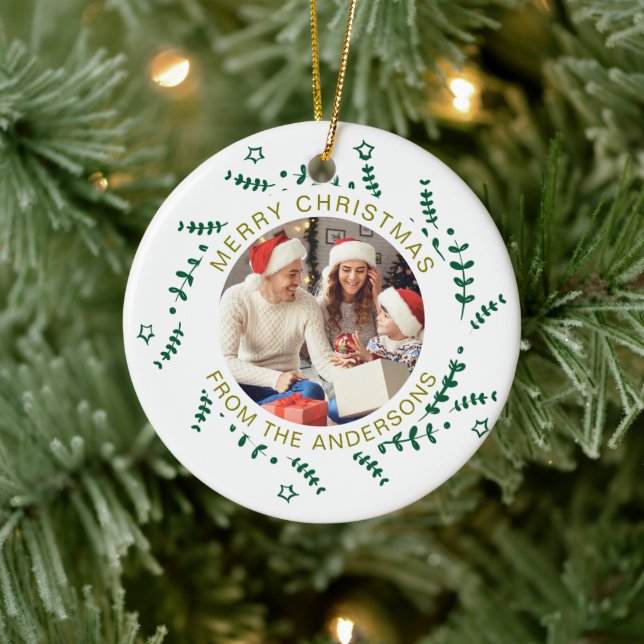Foto för modern enkel julkransfamilj julgransprydnad keramik (Träd)