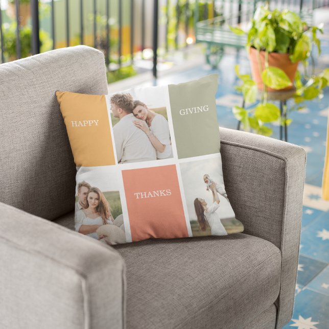 Foto för Modern Family Collage | HAPPY THANKSGIVIN Kudde (Skapare uppladdad)