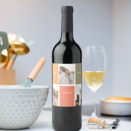 Foto för Modern Family Collage | HAPPY THANKSGIVIN Vinflaska Etikett