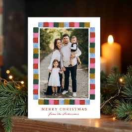 Foto för Modern Färg Block Gräns God jul Julkort