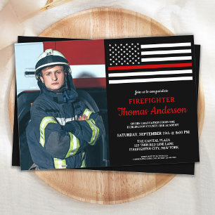 Foto för Modern Firefighter Studentfest Anpassning Inbjudningar