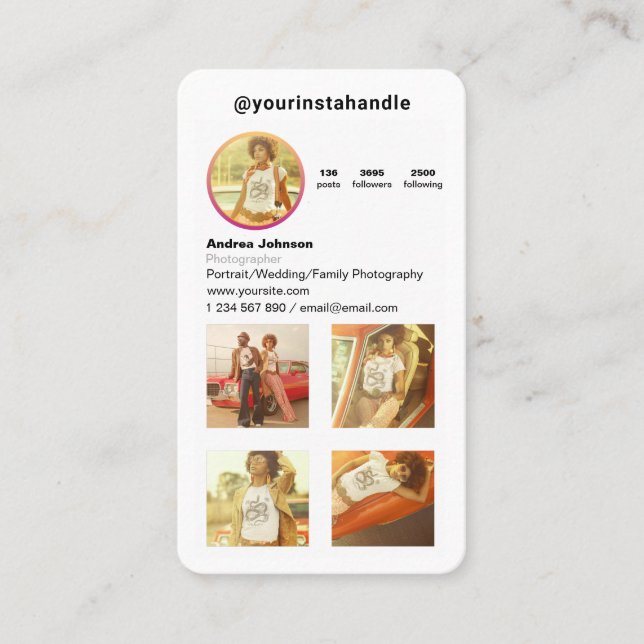 Foto för modern fotoskrivare för uppföljningsinsta visitkort (Framsida)