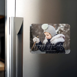 Foto för Modern Glad helg Script Snö Flurries Magnet