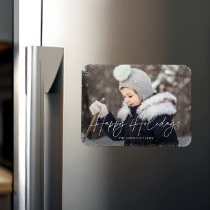 Foto för Modern Glad helg Script Snö Flurries Magnet