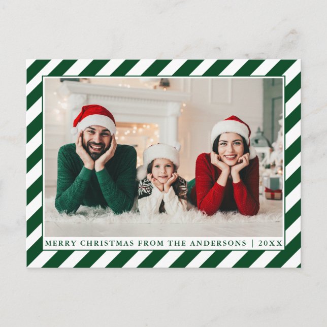 Foto för Modern God jul Grönt Rand Vykort (Framsida)