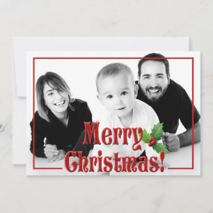 Foto för Modern God jul Red Overlay Anpassningsbar Julkort