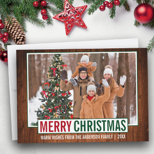 Foto för Modern God jul Wood Family Julkort