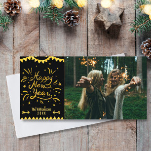 Foto för modern Gott nytt år Black & Guld Julkort
