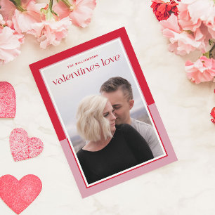 Foto för modern Gräns Rosa & Red Valentines Kärlek Julkort