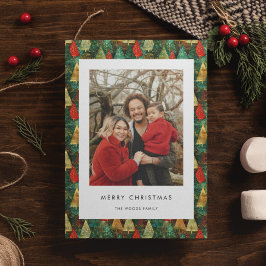Foto för Modern Grönt & Red God jul-familjen Julkort