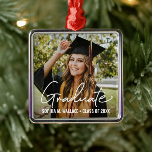 Foto för Modern Handlettering Student Personlig Julgransprydnad Metall