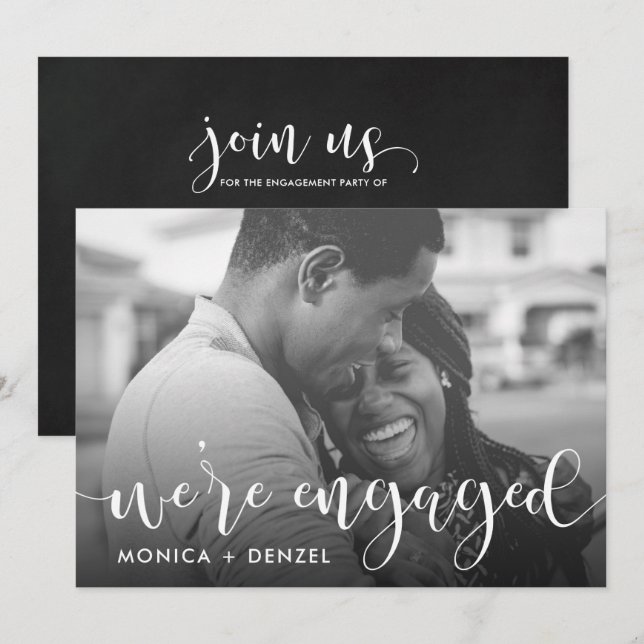 Foto för Modern kalkboard och Förlovningsfest av s Inbjudningar (Fram/baksida)