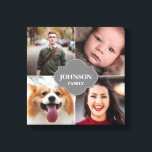 Foto för Modern Keepsakus Collage Family Canvastryck<br><div class="desc">Skapa en egen fotokollage i familjen med den här mallen som innehåller en vapensköld i grått som du kan anpassa med din familj namn. Använda fyra foton till visningen, en underbar keepy och gåva till föräldrar, mor- och farföräldrar och deras familjer. Välj foton på ungarna, tonåringarna, husdjuren, make och hustru...</div>