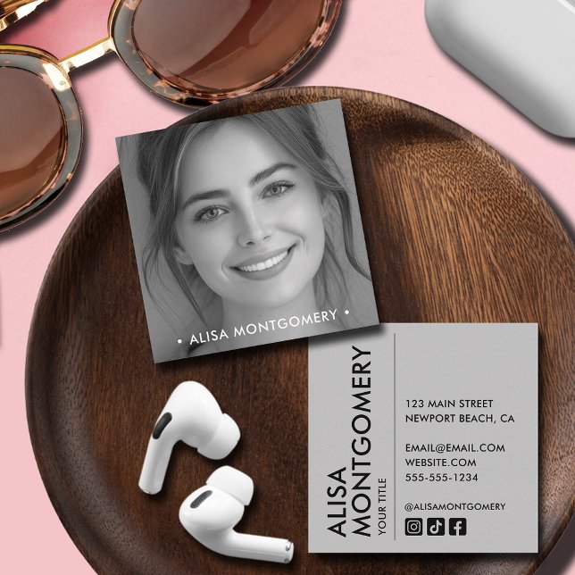Foto för modern minimal enkel Professionell Fyrkantigt Visitkort (Modern Minimalist Simple Professional Photo 2.5" Square Business Cards)