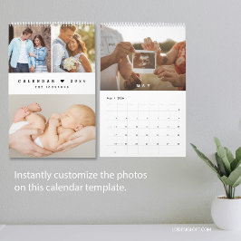Foto för Modern Minimal Heart-Anpassadet Kalender