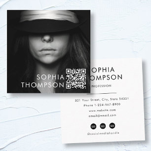 Foto för modern minimal QR-Professionell Fyrkantigt Visitkort