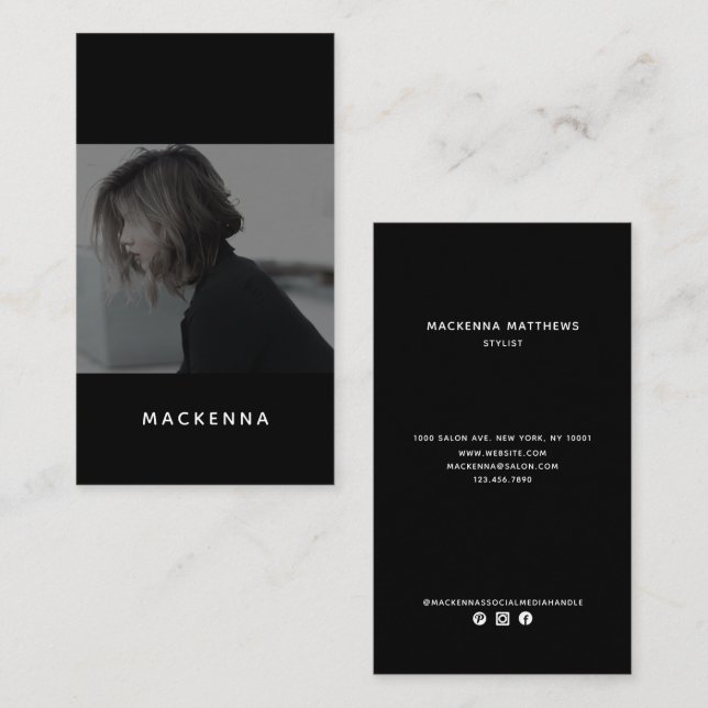 Foto för modern Minimalistisk Professionell - hårs Visitkort (Fram/baksida)