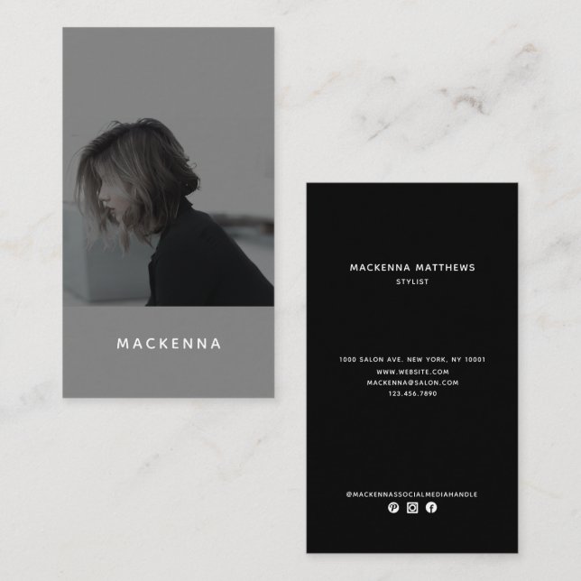 Foto för modern Minimalistisk Professionell - hårs Visitkort (Fram/baksida)