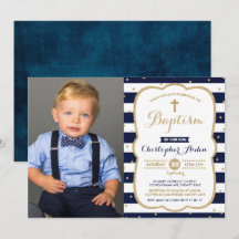 Foto för Modern Navy Faux Guld Boy Baptism