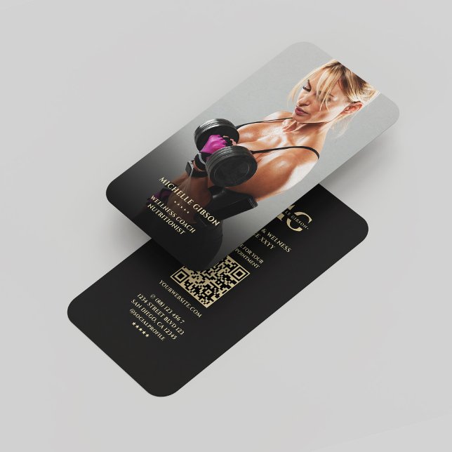 Foto för Modern Nutritionist Fitness Hälsa Coach Visitkort (Modern Nutritionist Fitness Wellness Coach Photo Business Card
)