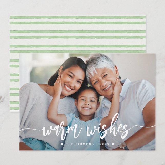 Foto för Modern Penselskript i varm Önskemål Julkort (Fram/baksida)