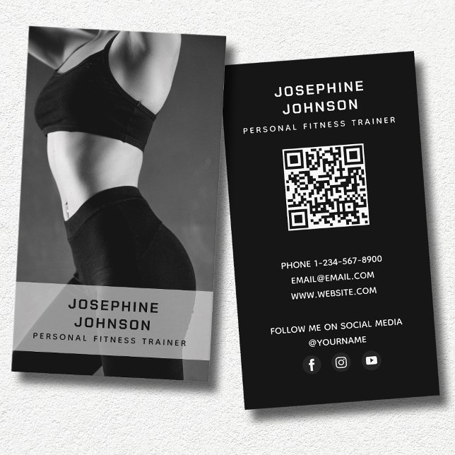 Foto för modern personlig tränarträning för Trendi Visitkort (Modern Trendy Personal Trainer Fitness Photo Business Card)