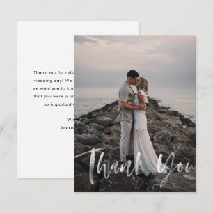 Foto för Modern Push Calligraphy Script Bröllop Tack Kort