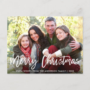 Foto för Modern Push Script-familj God jul Vykort