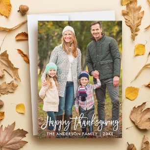Foto för Modern Push Script Happy thanksgiving Julkort