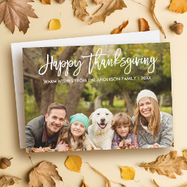 Foto för Modern Push Script Thanksgiving Family Julkort