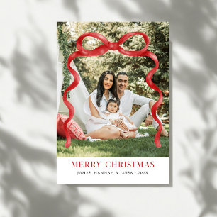 Foto för Modern Red Bow God jul Inbjudningar