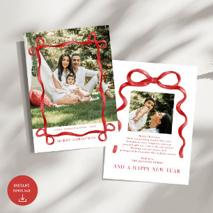 Foto för Modern Red Bow God jul Inbjudningar