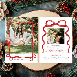 Foto för Modern Red Bow God jul Inbjudningar