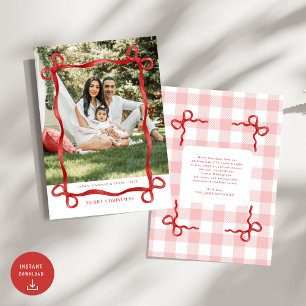 Foto för Modern Red Bow God jul Julkort