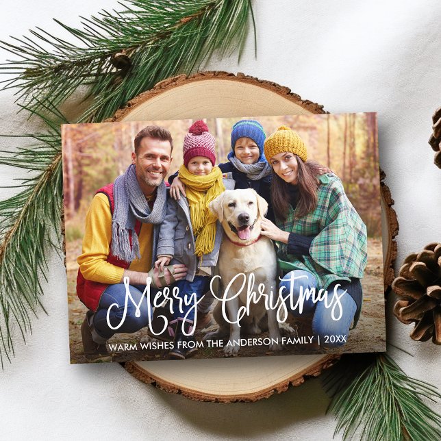 Foto för Modern Roligt Calligraphy God jul Vykort (Customize to change your personalized text size or text style.)
