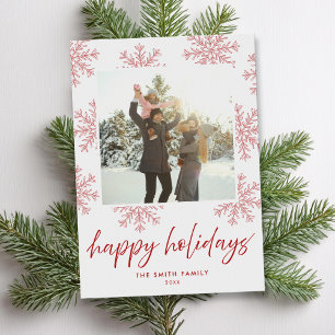 Foto för Modern Script Glad helg Snöflingor Julkort