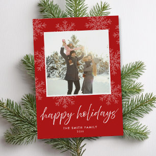 Foto för Modern Script Glad helg Snöflingor Julkort
