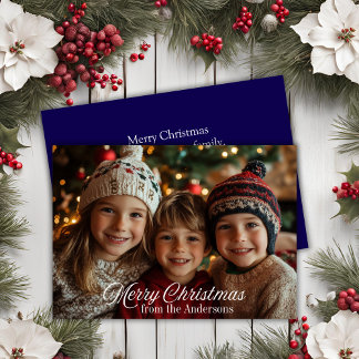 Foto för Modern Script God jul Anpassningsbar Fam Julkort