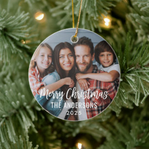 Foto för Modern Script God jul Family Julgransprydnad Keramik