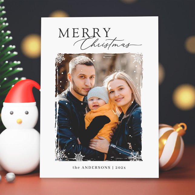Foto för Modern Snöflingor Overlay God jul Julkort (Skapare uppladdad)