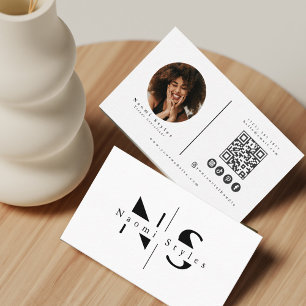 Foto för Modern svart/vit QR-Professionell Visitkort