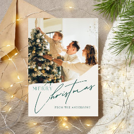 Foto för Modern Trendig Grönt God jul-familjen Julkort