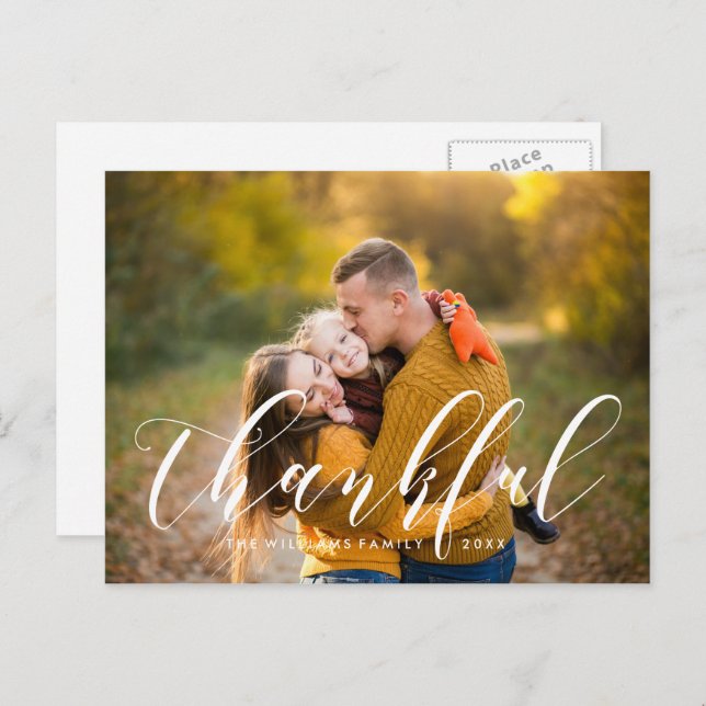 Foto för modern typografi-Thanksgiving Helg Vykort (Fram/baksida)