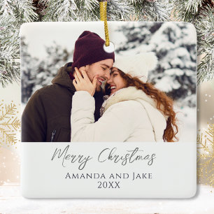 Foto för Modern White Anpassningsbar God jul Julgransprydnad Keramik
