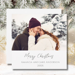 Foto för Modern White Anpassningsbar God jul Julkort