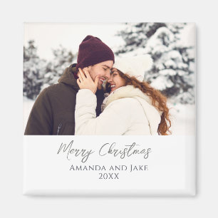 Foto för Modern White Anpassningsbar God jul Magnet