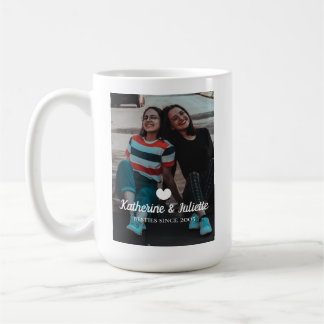 Foto för Modern White Heart Best Friend Vänskap Ph Kaffemugg