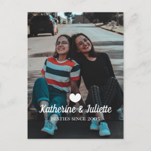 Foto för Modern White Heart Best Friend Vänskap Ph Vykort