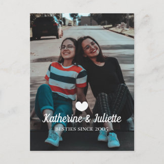 Foto för Modern White Heart Best Friend Vänskap Ph Vykort