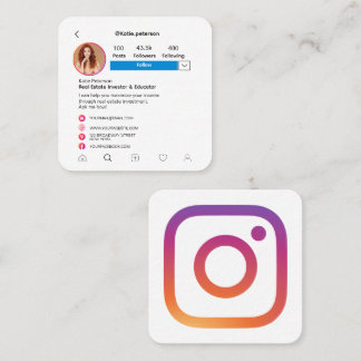 Foto för Modern White Instagram Social Media Profi Fyrkantigt Visitkort
